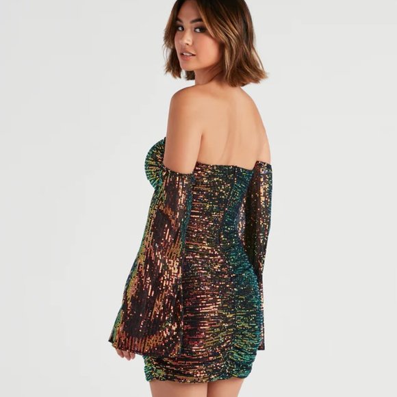 Harlee Iridescent Sequin Short Dress - Picture 3 of 3